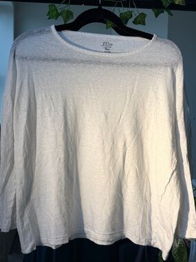 J. Crew White Linen-Blend Boatneck Pullover